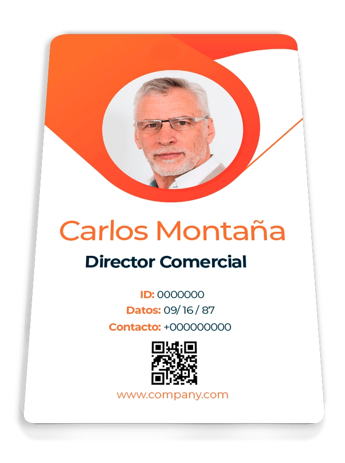 Carnet impreso en PVC americano, acabado profesional con resolución fotográfica.