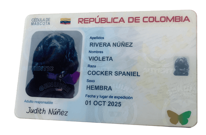 Cédula para que identifiques a tu querido peludo, con holograma y a todo color y con laminado resistente.